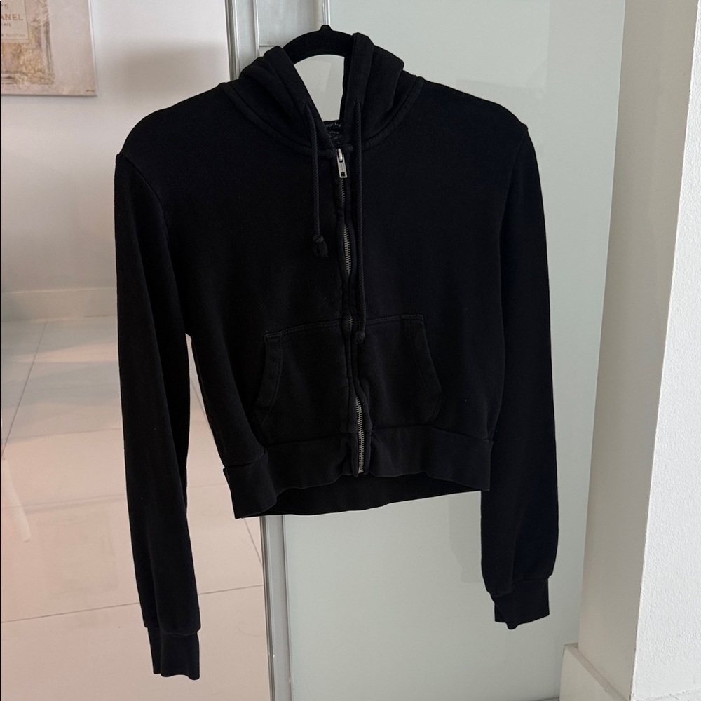 Brandy Melville Black Cropped Zip Hoodie